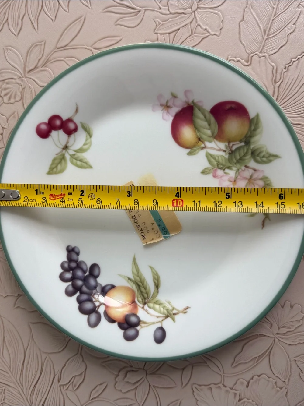 Vintage Royal Doulton 6.5” Fruit Floral Plate Green Rim England